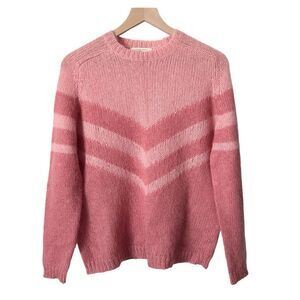 Sezane Joy Mohair Wool Nylon Jumper Pink Colorblock Size Small cozy warm